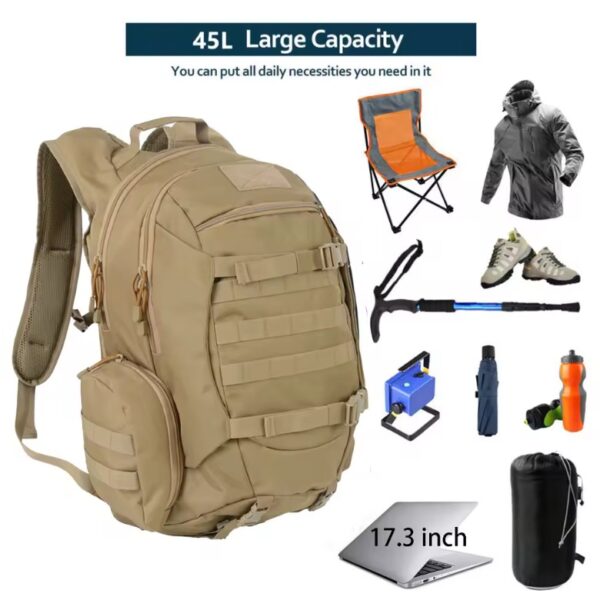 45L Tactical Waterproof Backpack – Outdoor Hiking Hunting Camping Rucksack - Image 2