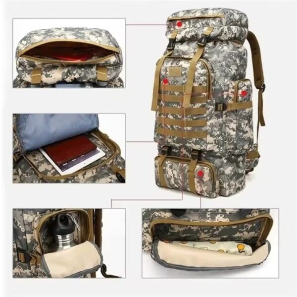 80L/100L Large Tactical Hiking Backpack – Outdoor Travel & Climbing Bag - Image 3